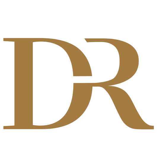 Logo monogramma dr color oro per servizio di consulenza acquisto arredamento vintage e restauro dario