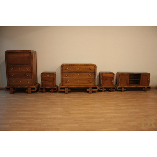 Camera da letto in noce Art Decò anni 50, antiquariato modernariato vintage Italy