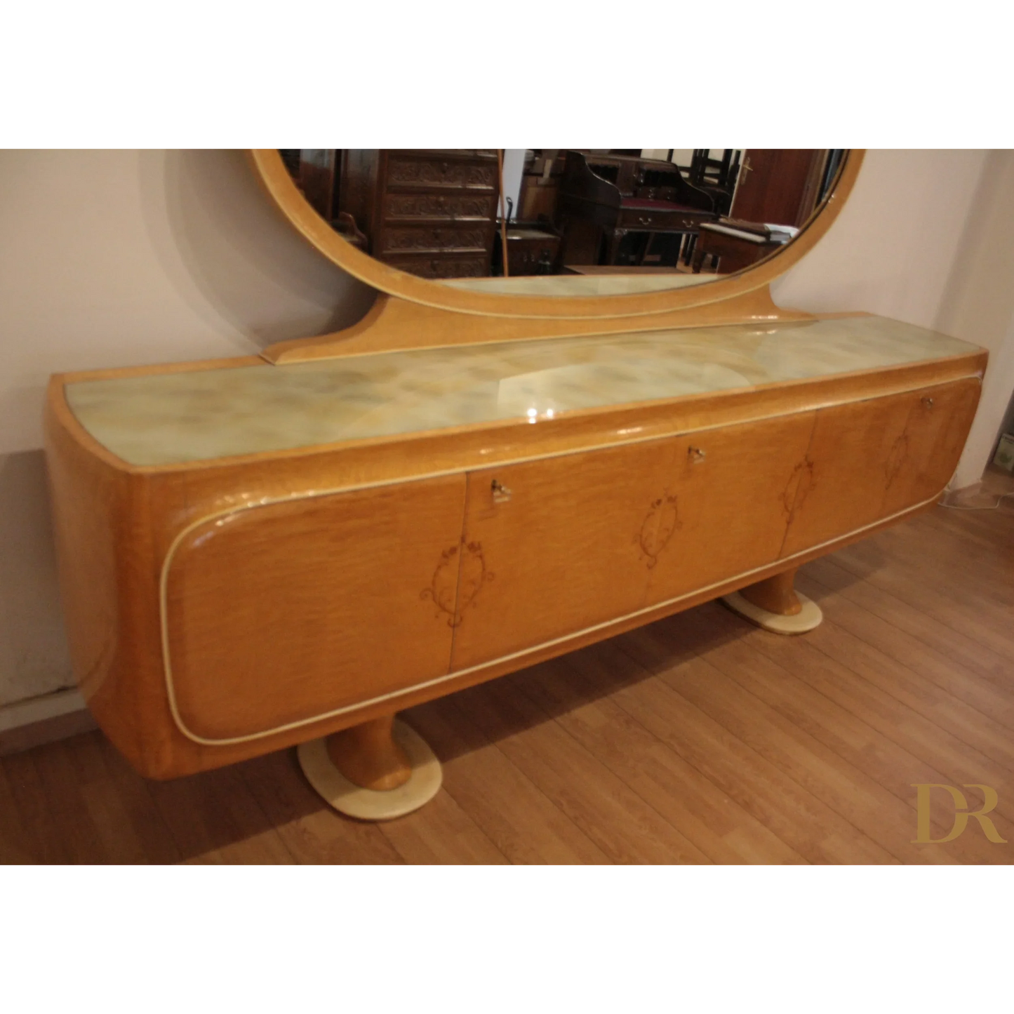 Specchio con vanità Art Deco vittorio dassi pranzo mid-century moderna Dario Raia Antiquariato