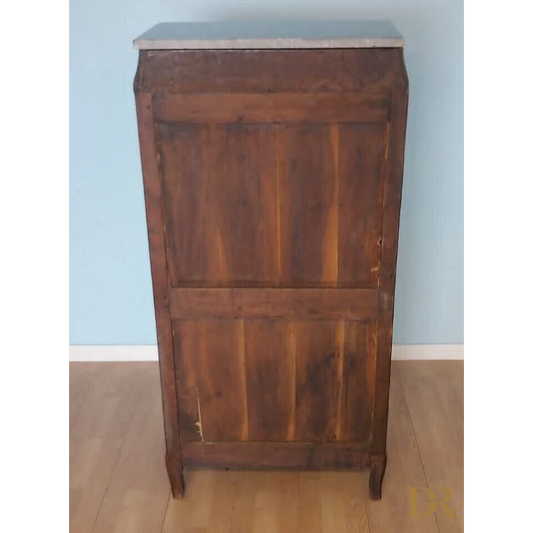 Cassettiera secrétaire Luigi XVI in legno con ante in legno e piano in marmo