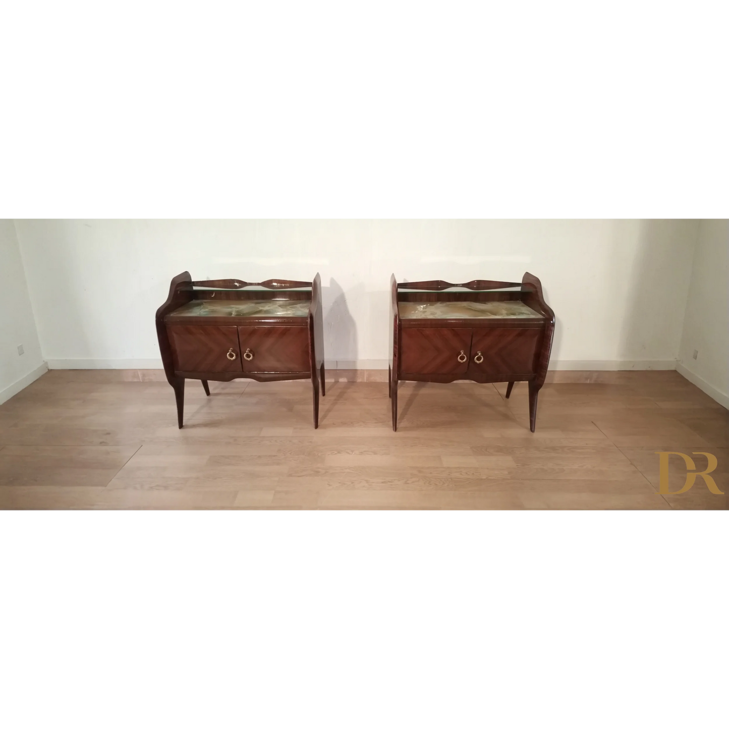 Comodini in Palissandro Anni 50 design, coppia di comodini mid-century modern italiano