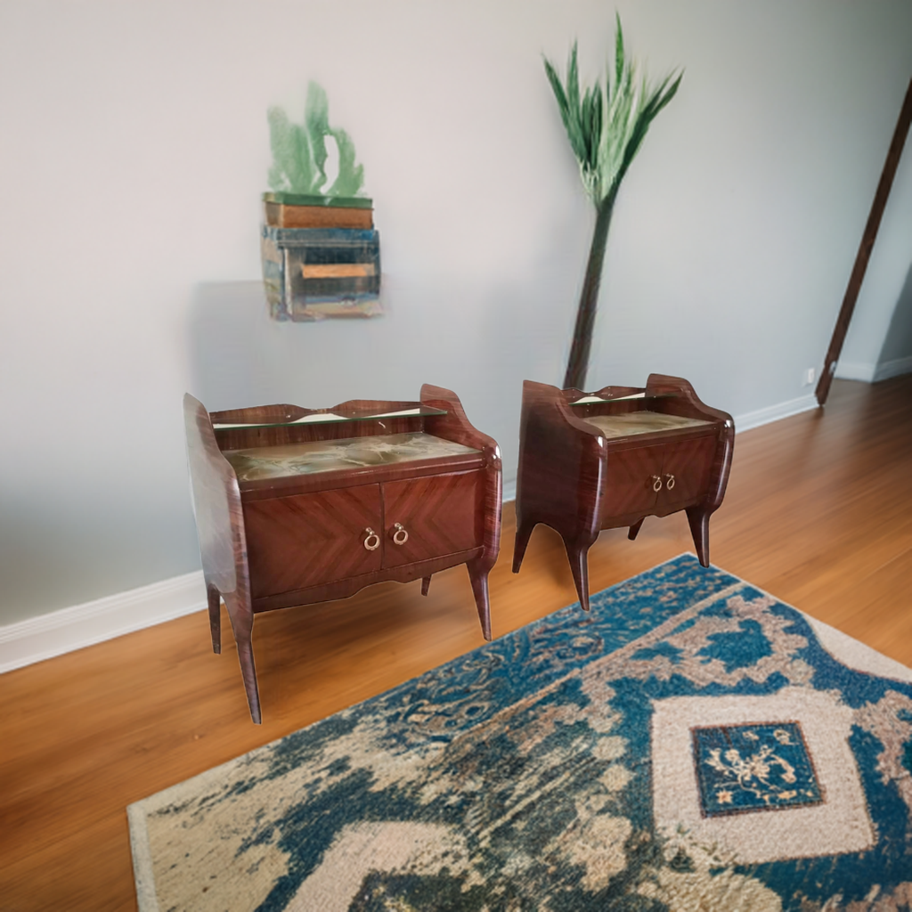 Paio di comodini in palissandro stile mid-century modern italiano, design anni 50