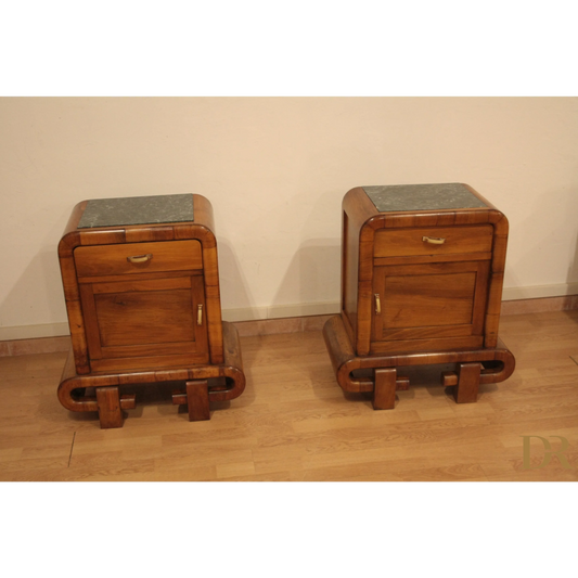 Pair di comodini in noce art decò anni 50 da Dario Raia Antiquariato