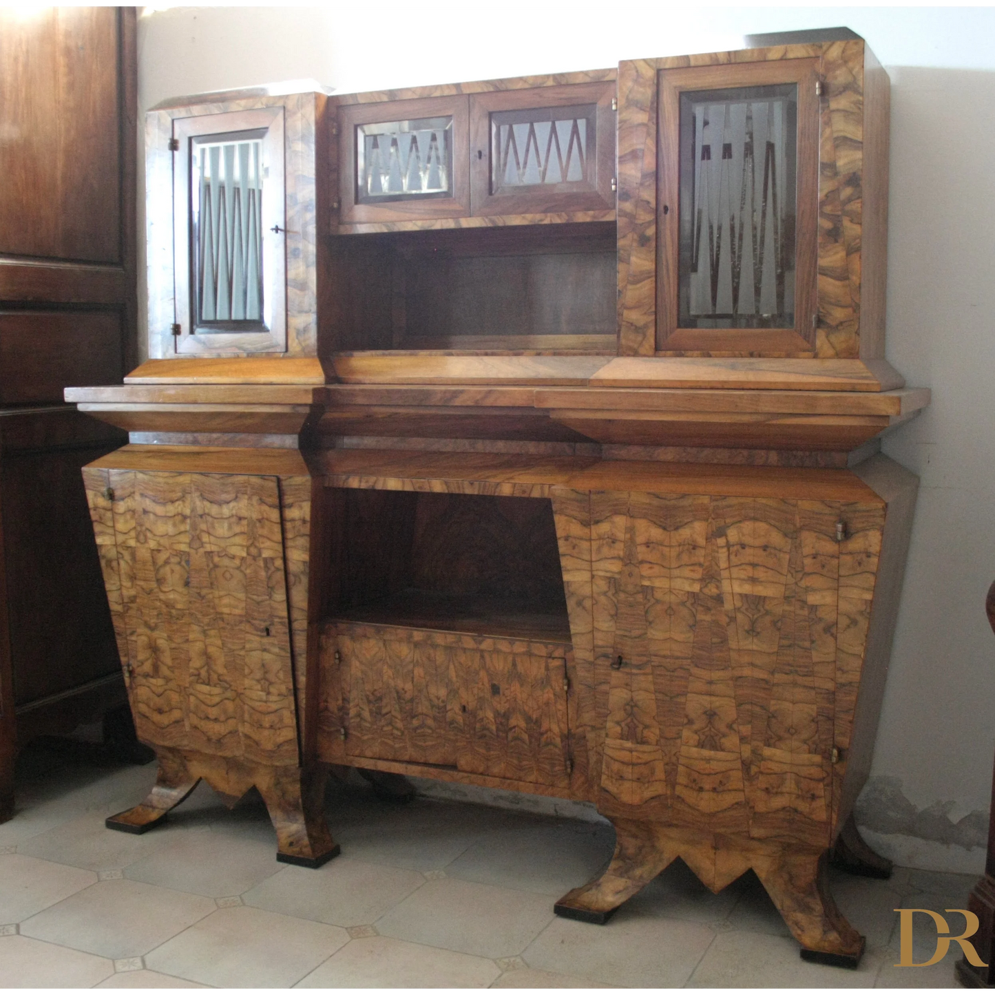 Credenza due corpi Art Decò Italia Roma realizzata per il ministro Bottai nel 1933