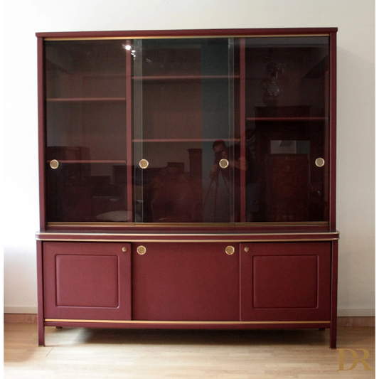 Credenza umberto mascagni con display maroon e gold rivestita in similpelle bordeaux
