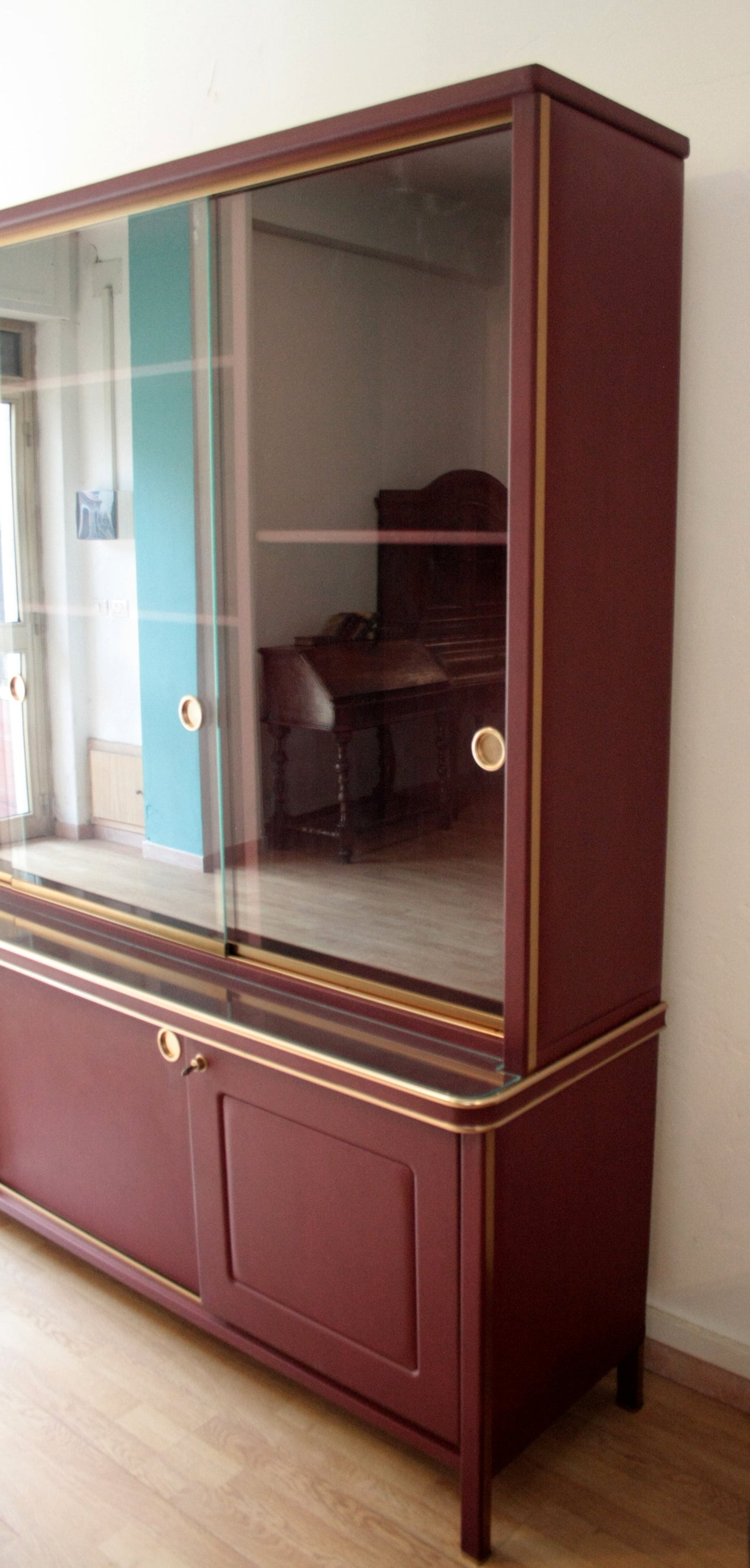 Credenza o Libreria a due corpi umberto mascagni in similpelle bordeaux dimensioni corpo
