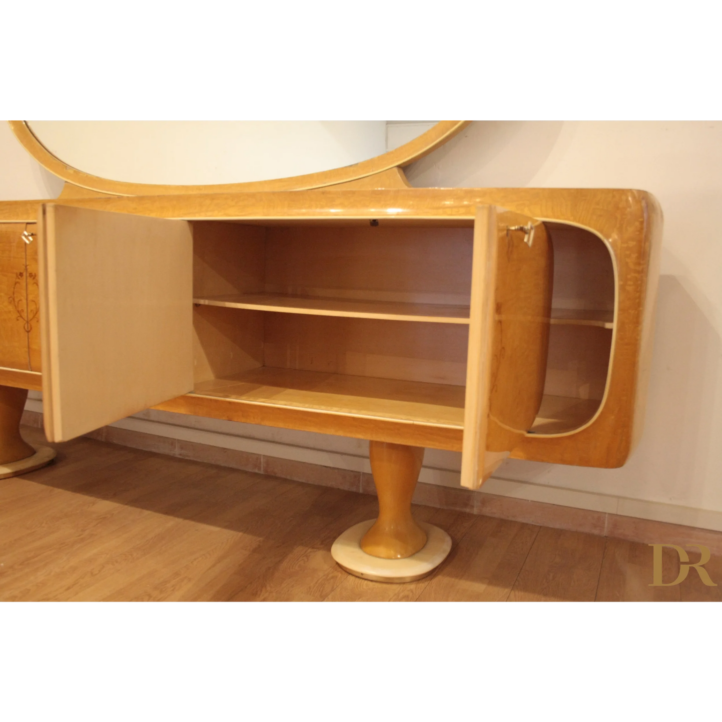 Credenza mid-century moderna di Vittorio Dassi con cabina aperta, Dario Raia Antiquariato