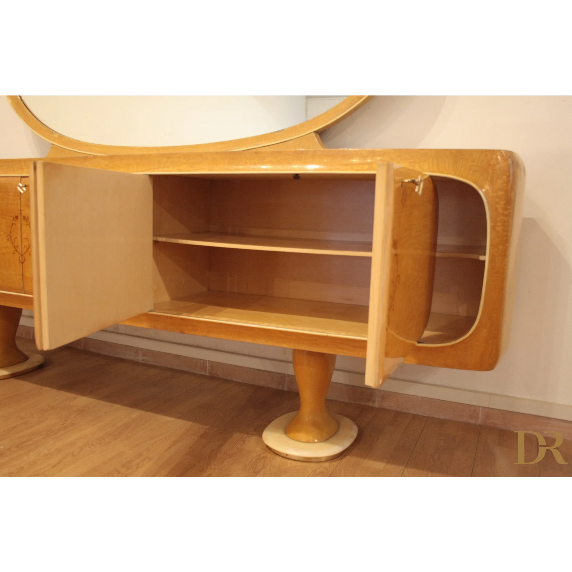 Credenza mid-century moderna di Vittorio Dassi con cabina aperta, Dario Raia Antiquariato