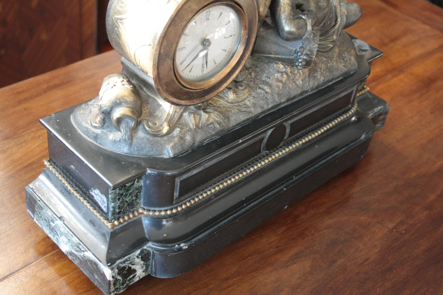 Orologio Napoleone III in bronzo, ottone e marmo, stile XIX secolo per casa