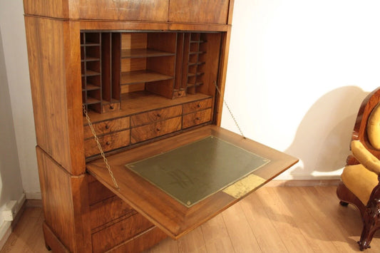 Splendido secretaire umbertino in rovere massello fine ottocento con scrittoio credenza e superfici a ribalta
