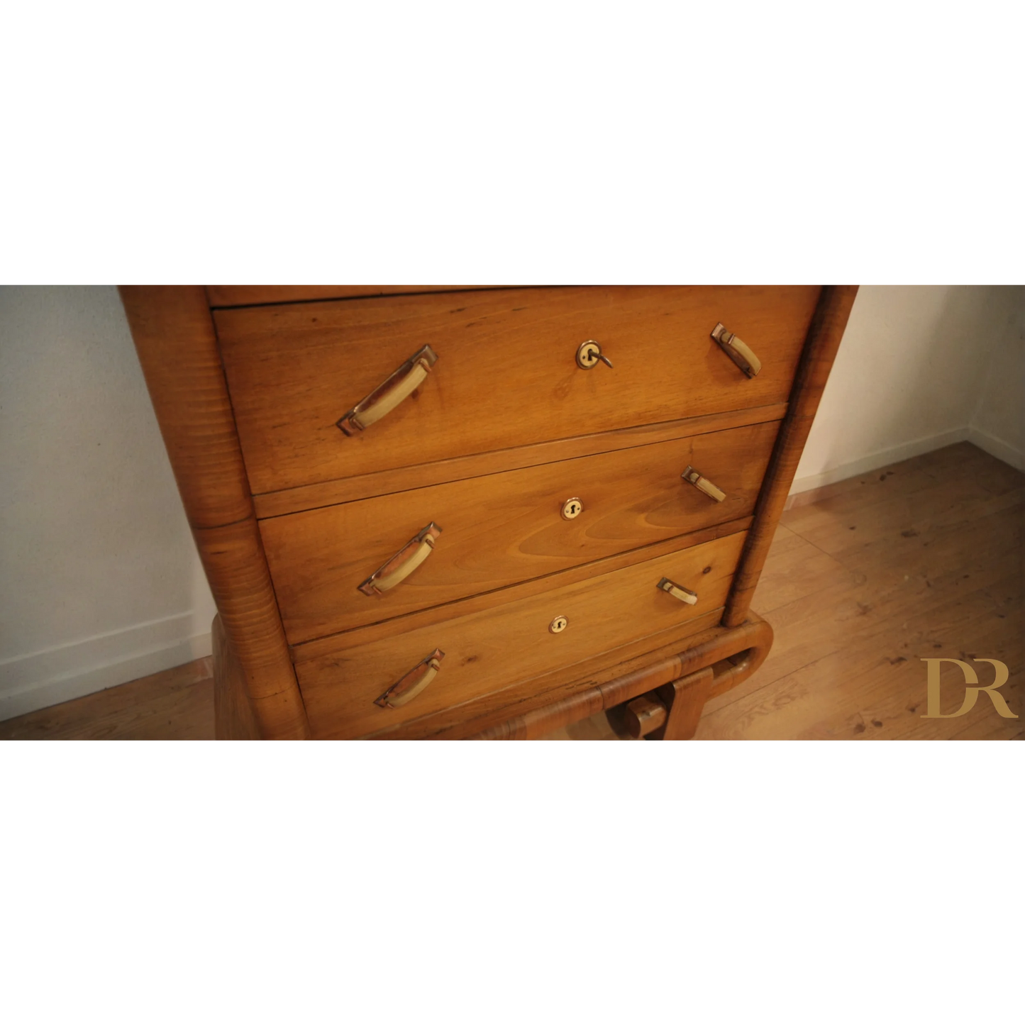 Secretaire in noce Art Deco anni 50 con curves e maniglie in stile mid century modern