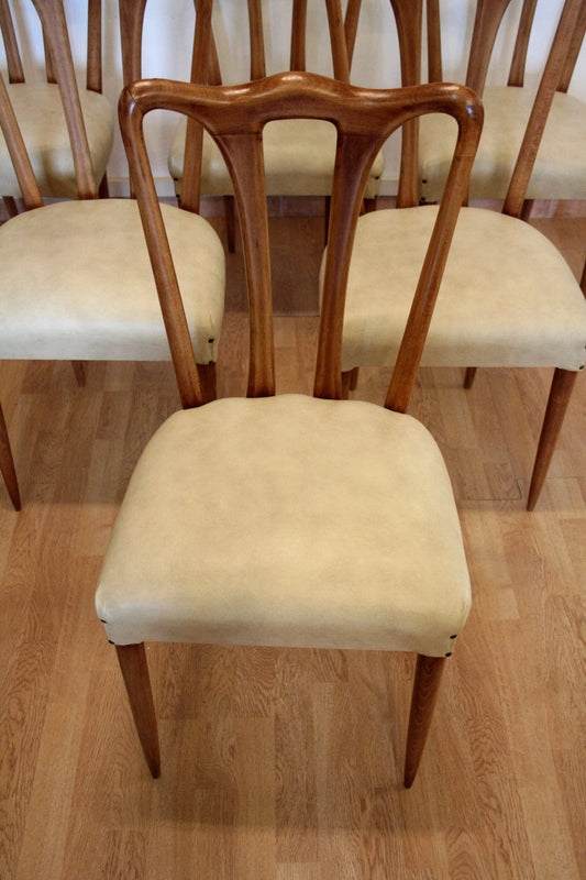 Set 6 sedie mid-century modern design italiano prodotte negli anni 60 con similpelle bianca in perfette condizioni