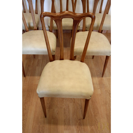 Sedie vintage in legno imbottito stile casa design, Italia 1960 set 6