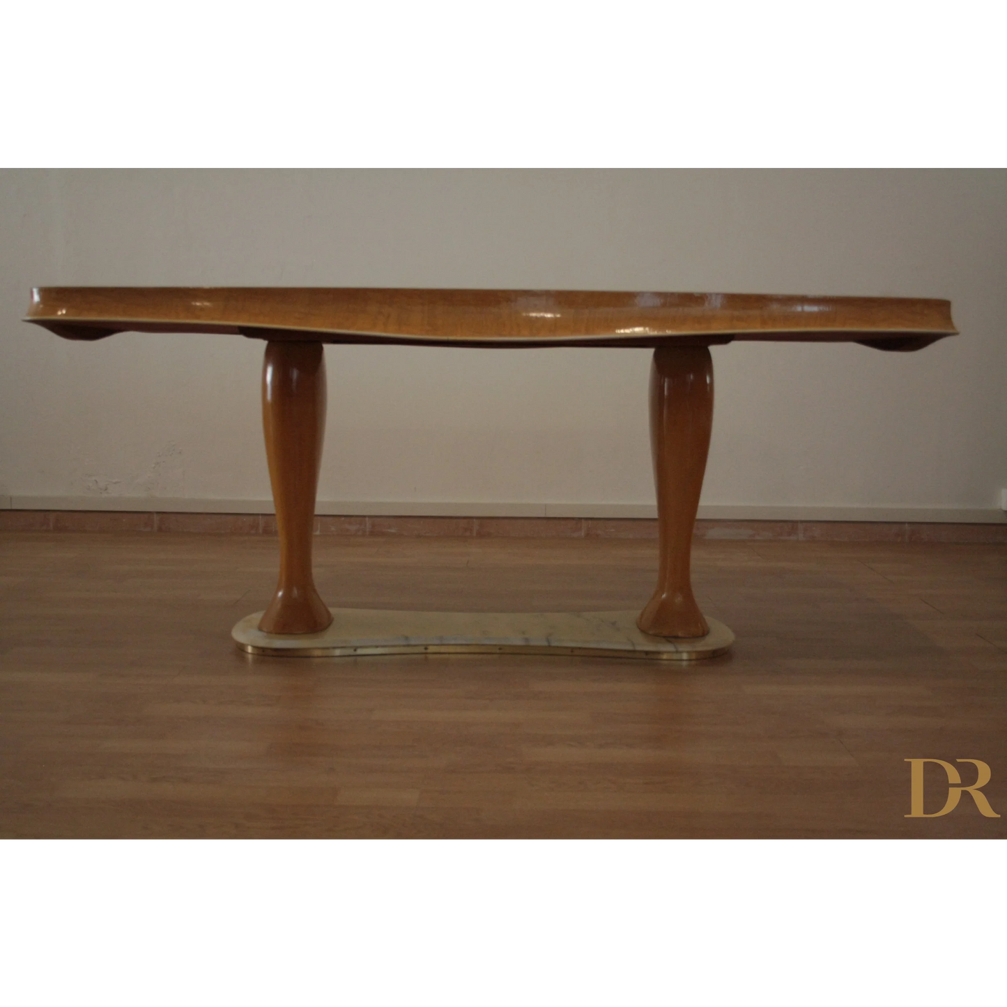 Tavolo da pranzo Mid-Century Moderno vittorio dassi in legno lucido, dario raia antiquariato