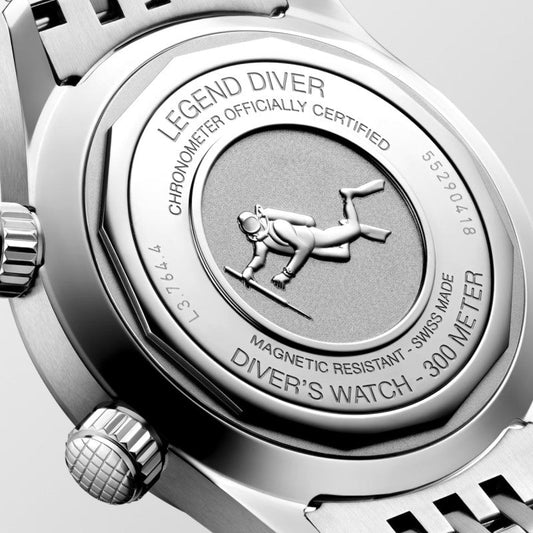 Longines orologio Legend Diver 38mm bianco automatico acciaio L3.764.4.99.6