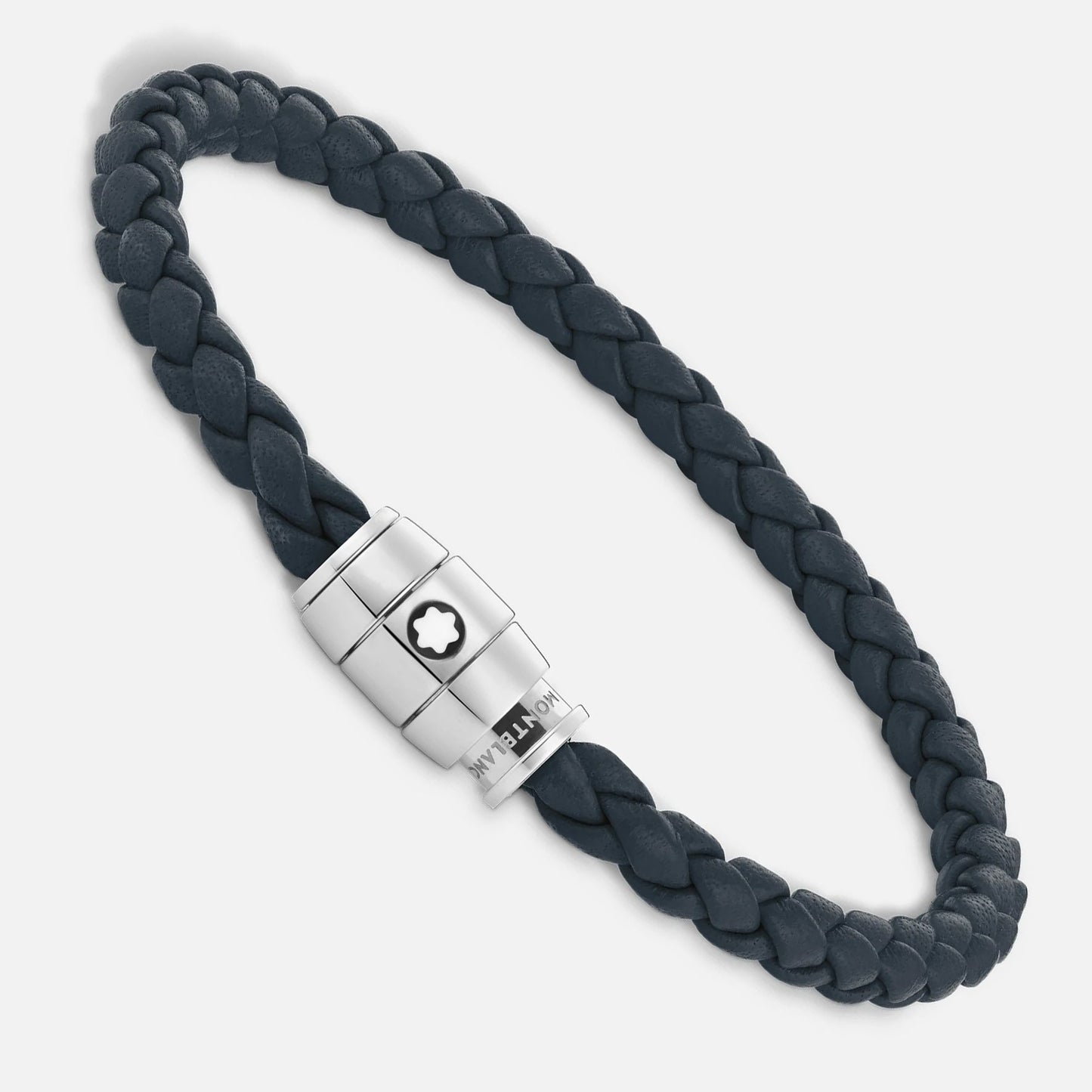 Montblanc Meisterstück 蓝色航空皮革三环不锈钢手链，L码 13601468
