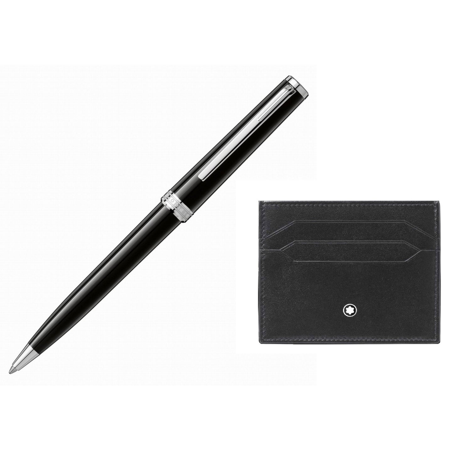 Montblanc 黑色 Meisterstuck 6卡位圆珠笔和信用卡夹套装 137793