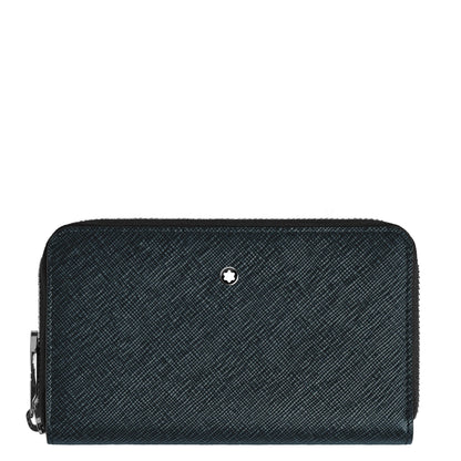 万宝龙 Sartorial tweed 蓝色 中号 拉链钱包 12格 220362