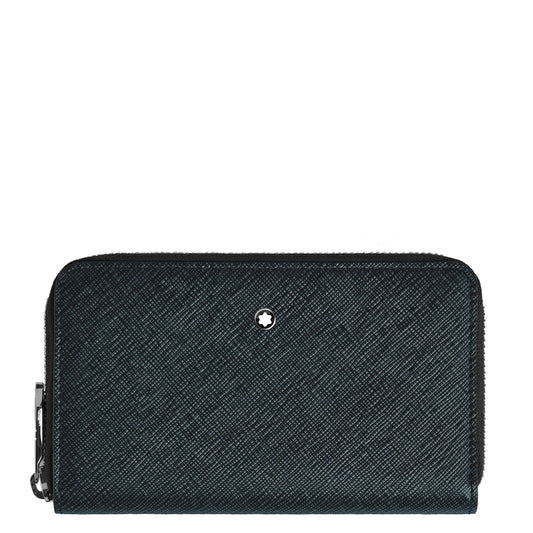 Montblanc portafoglio 12 scomparti con cerniera medio Sartorial tweed blu 220362