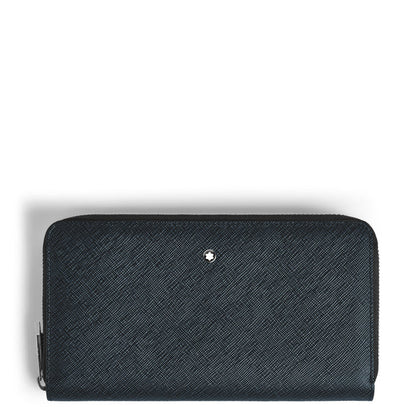 Montblanc portafoglio 12 scomparti con cerniera Sartorial tweed blu 220365