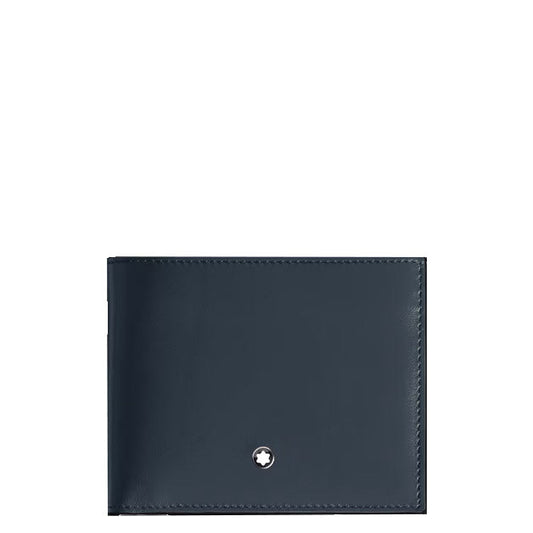 Montblanc portafoglio 6 tasche pelle Meisterstück velluto blu 220446