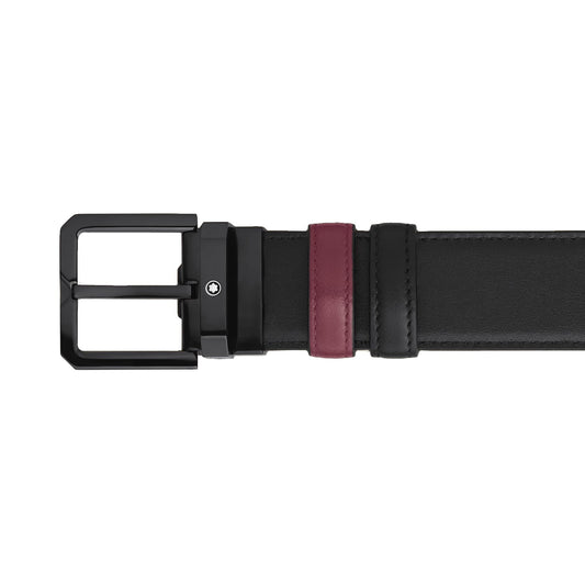 Montblanc cintura reversibile 35 mm pelle nera/cassis 199651