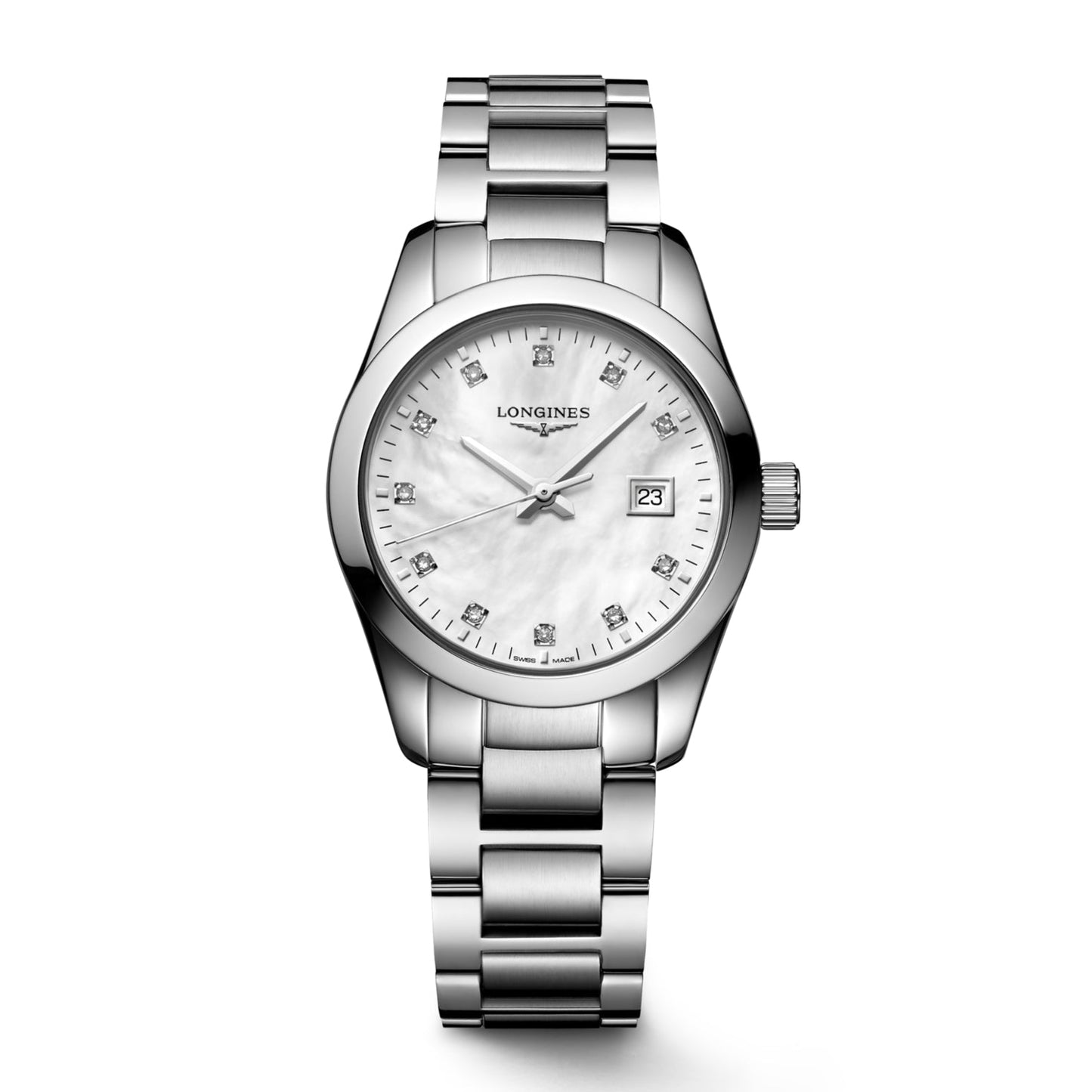 Longines orologio Conquest Classic 29mm madreperla diamanti quarzo acciaio L2.286.4.87.6