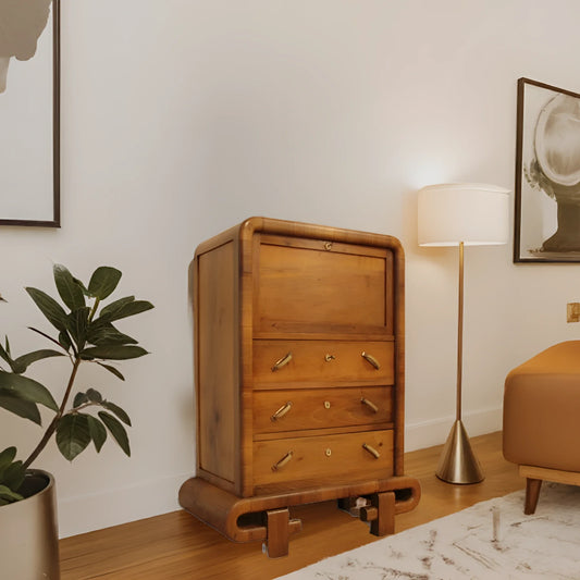 Secretaire in legno noce stile art deco mid century modern anni 50 italiano con design elegante e funzionale