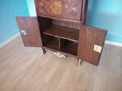 Cassettiera secrétaire luigi xvi in legno e marmo con due ante e piedi a zampa decorativi dell800