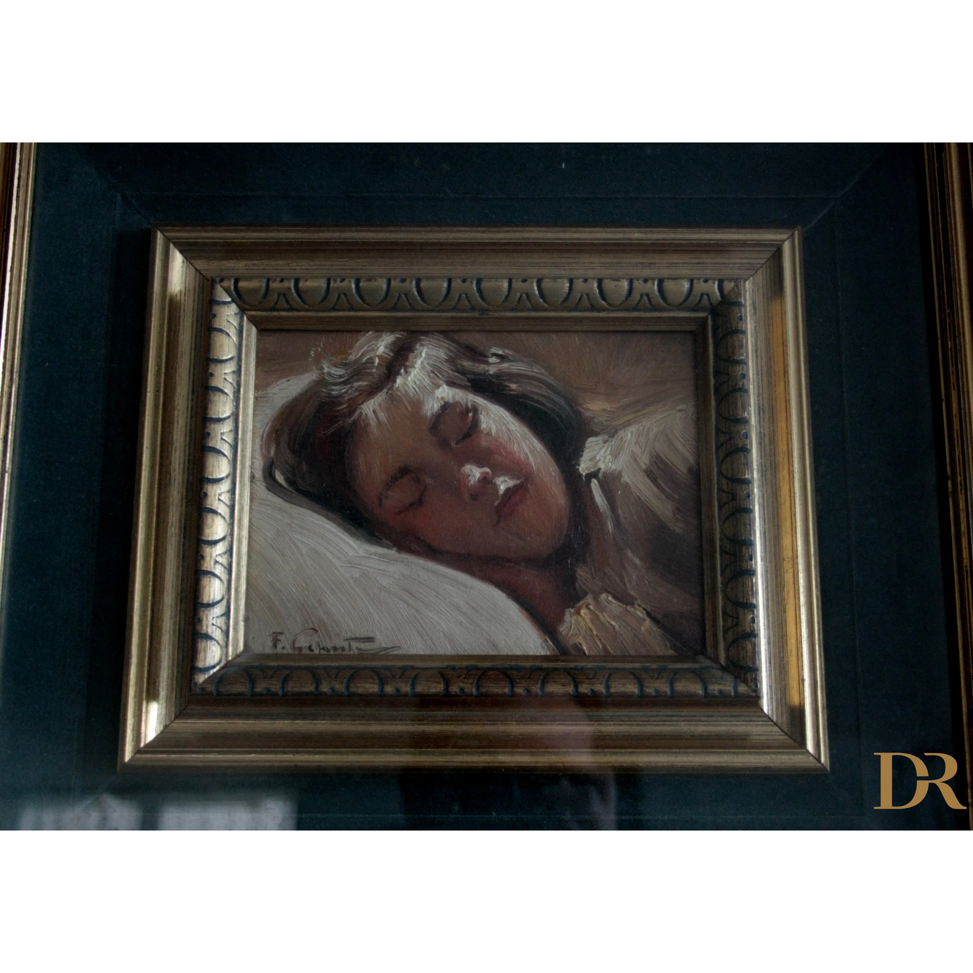 Ritratto incorniciato della bambina dormiente opera di Francesco Galante