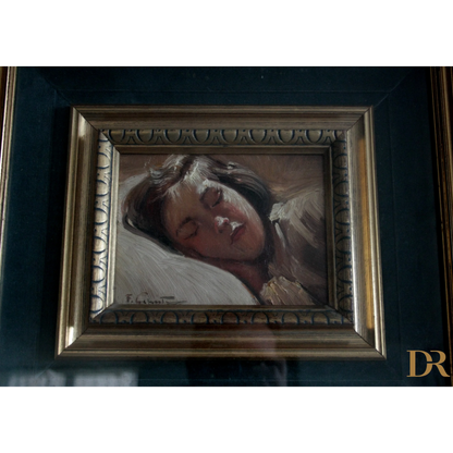 Ritratto incorniciato della bambina dormiente opera di Francesco Galante