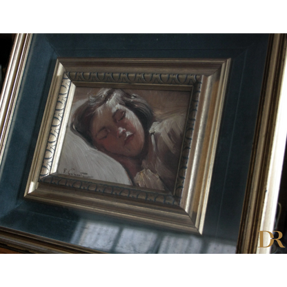 Ritratto incorniciato di una bambina dormiente, opera di Francesco Galante