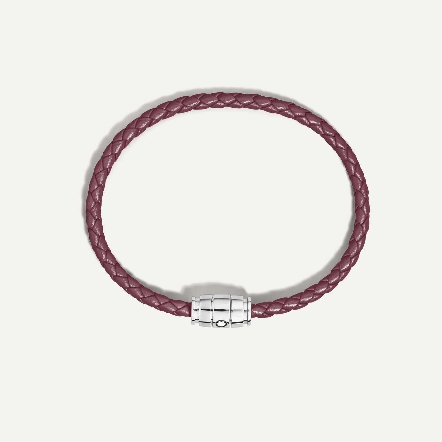 Bracciale montblanc pelle meisterstück cassis in pelle burgundy con chiusura in acciaio a forma di cilindro
