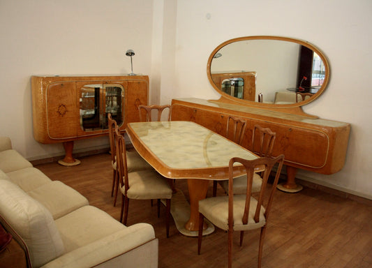 Art Deco set da pranzo Mid-Century Moderna di Vittorio Dassi, dario raia antiquariato