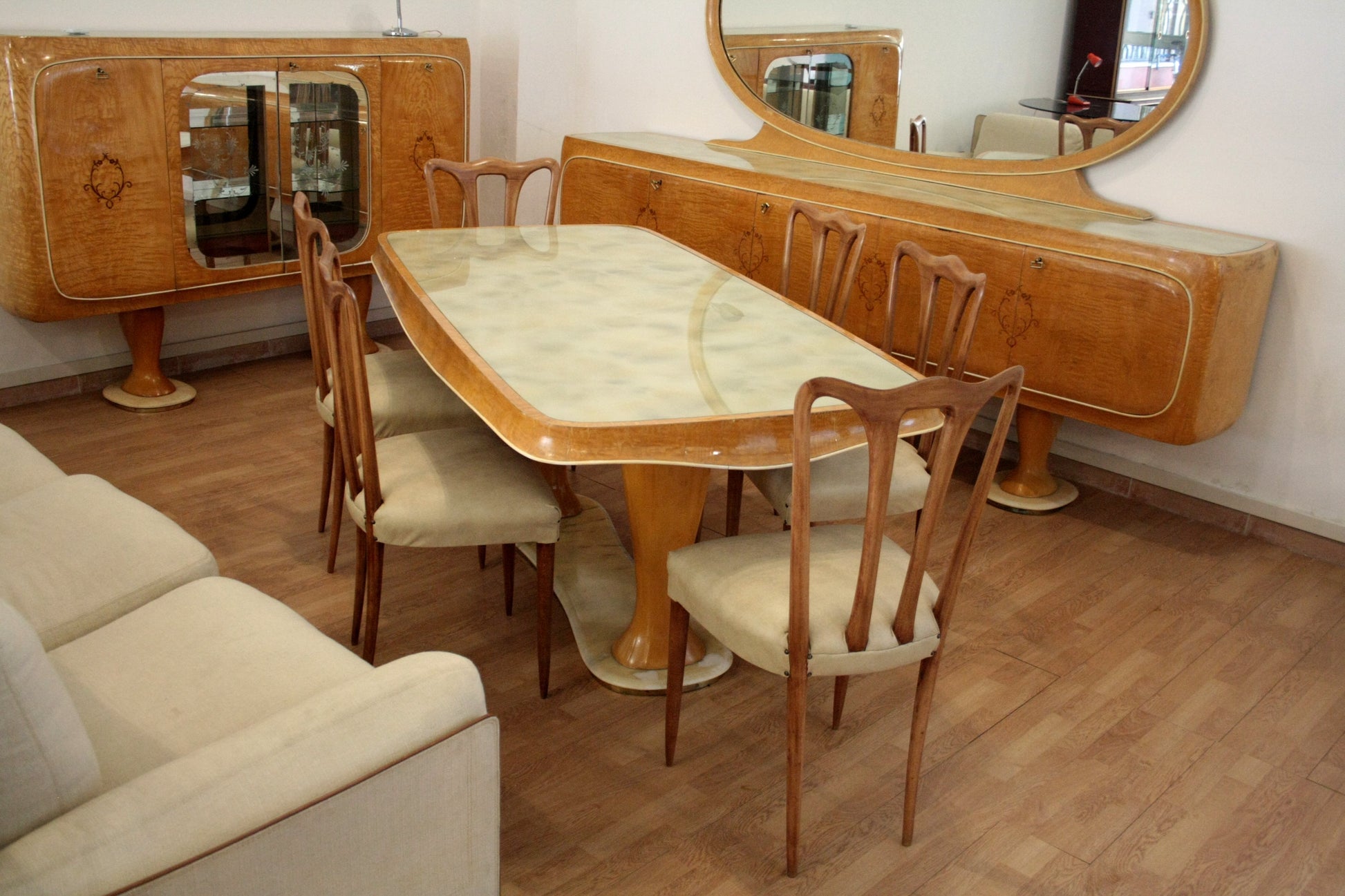 Immagine del set da pranzo Art Deco vittorio dassi, dario raia antiquariato, stile mid-century moderna