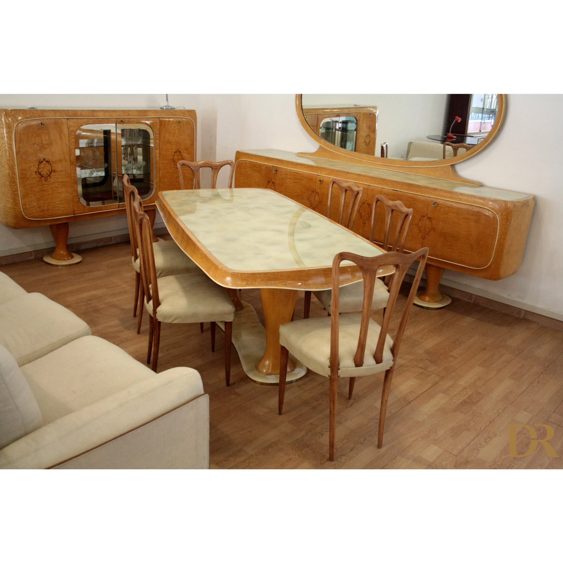 Immagine del set da pranzo Art Deco vittorio dassi, dario raia antiquariato, stile mid-century moderna