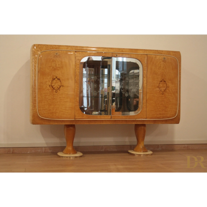 Art Deco armadio in legno con ante a specchio nel pranzo Mid-Century Moderna di Vittorio Dassi