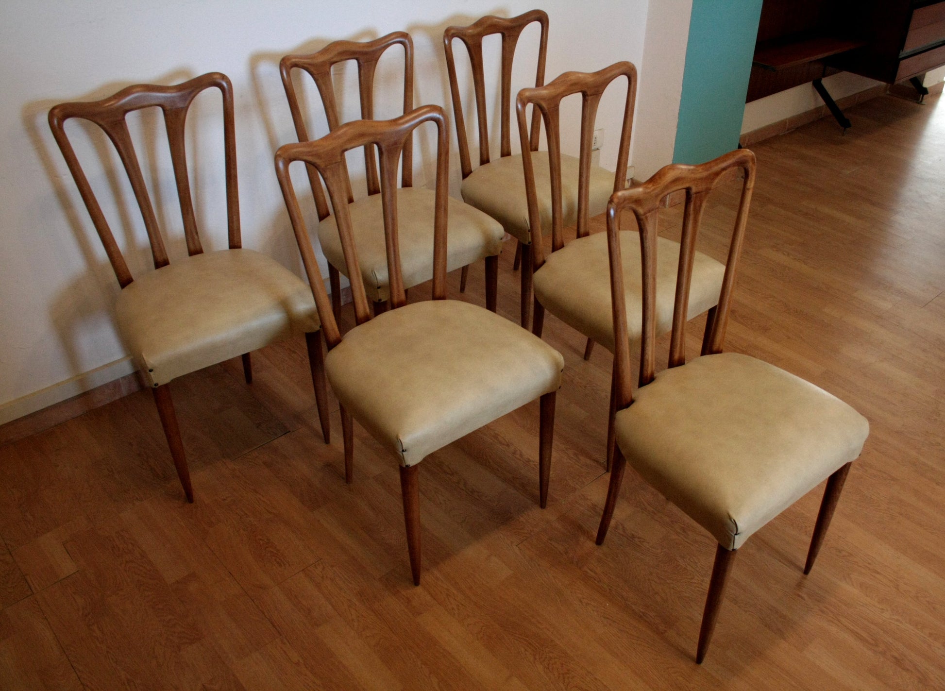 Sedia da pranzo mid-century moderna vittorio dassi con rivestimenti Dario Raia Antiquariato