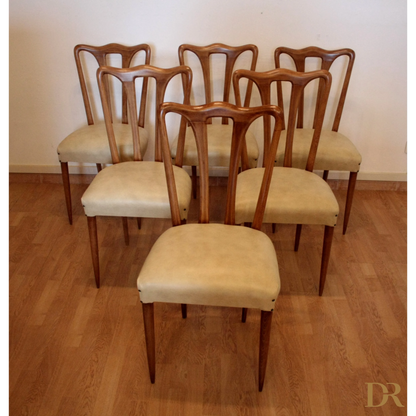 Sedia da pranzo mid-century moderna di Vittorio Dassi con sedili imbottiti, dario raia antiquariato