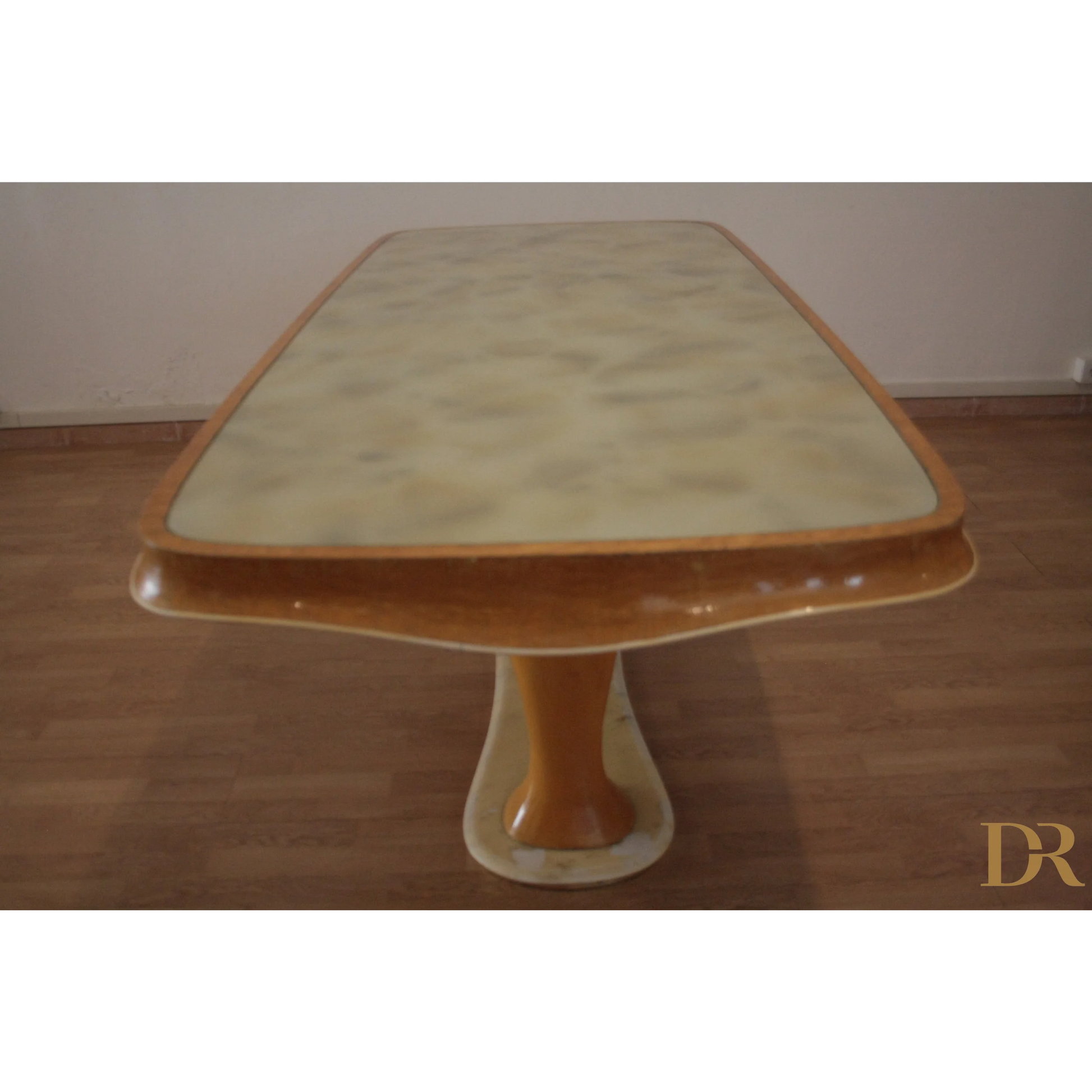 Tavolo da pranzo mid-century moderna Vittorio Dassi con base a colonna, dario raia antiquariato