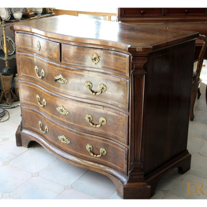 Cassettiera vintage Canterano in legno antico con hardware in ottone, perfetta per casa di design