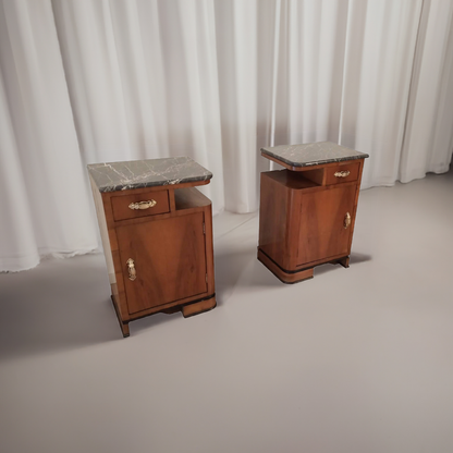 Comodini Art Déco in noce Italia set di 2 - Comodini