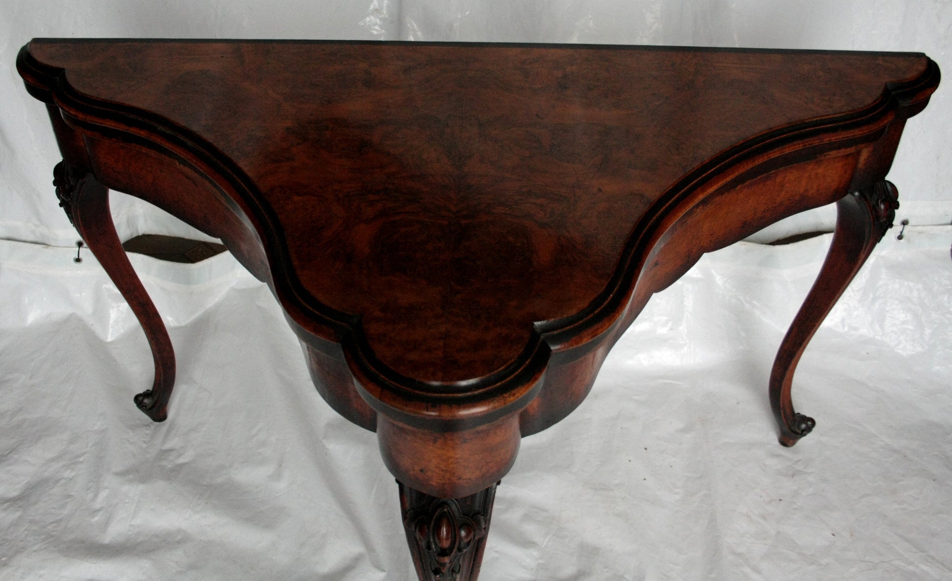 Antico console tavolo da gioco inglese XVIII secolo in mogano fine XIX secolo