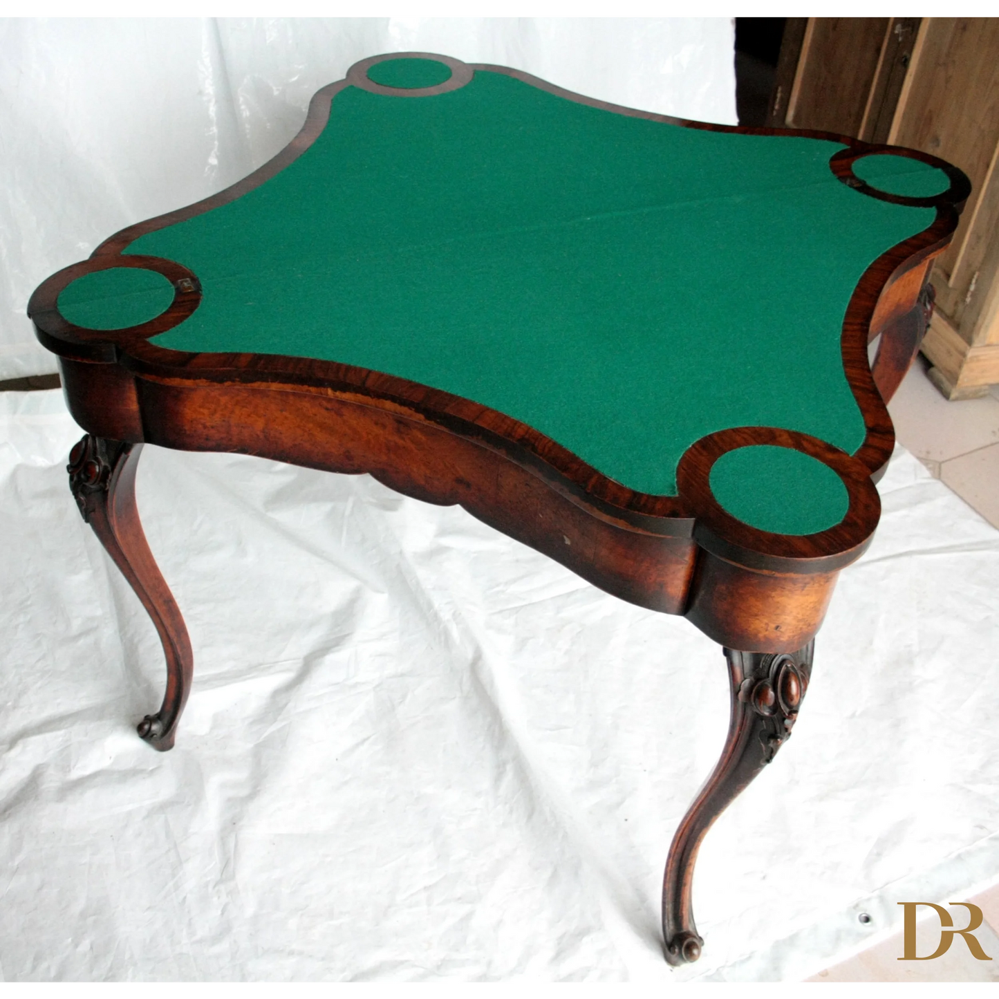 Console tavolo da gioco inglese fine XVIII secolo con piano verde in stile antico