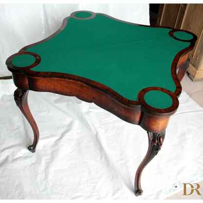 Console tavolo da gioco inglese fine XVIII secolo con piano verde in stile antico