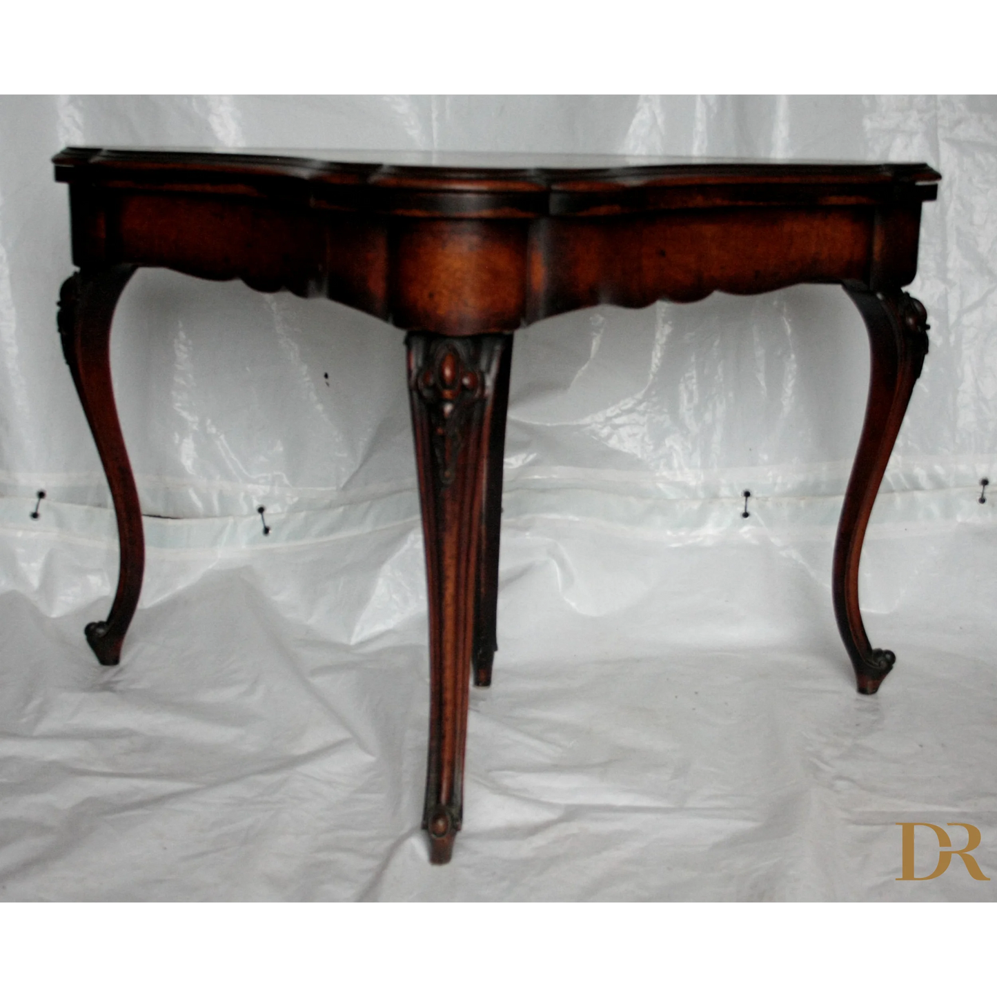 Console tavolo da gioco inglese fine XVIII secolo in legno scuro ornate