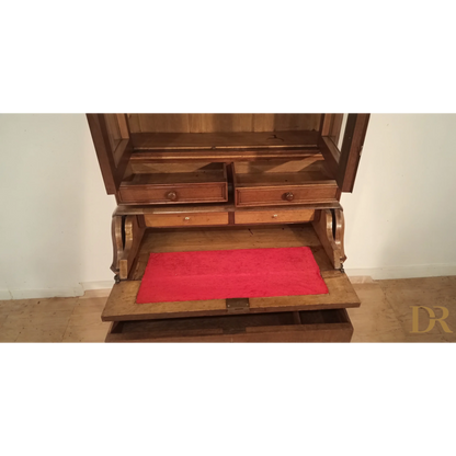 Credenza Scrittoio in rovere massello con superfice scrittura in feltro rosso