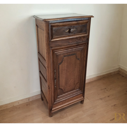 Credenza bassa 1700 vintage in legno di rovere con cassetto e anta tradizionale