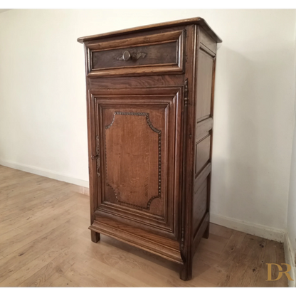 Credenza bassa vintage in legno di rovere con cassetto e porta decorativa