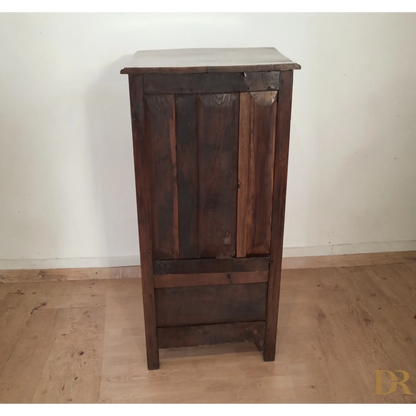 Credenza bassa vintage in legno di rovere con pannelli verticali e cassetto